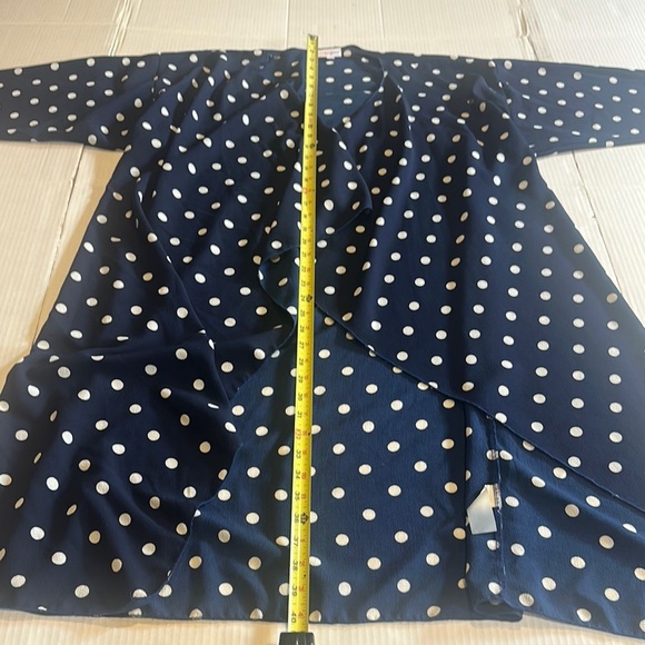 Lularoe Navy and white Polka Dot Cardigan shawl open from elbow length oversized - Picture 5 of 9